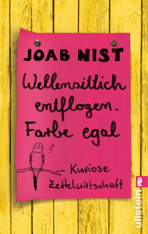 Buchcover ‚Wellensittich entflogen. Farbe egal'